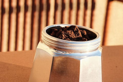 coffee annan grounds fresh moka pot bialetti