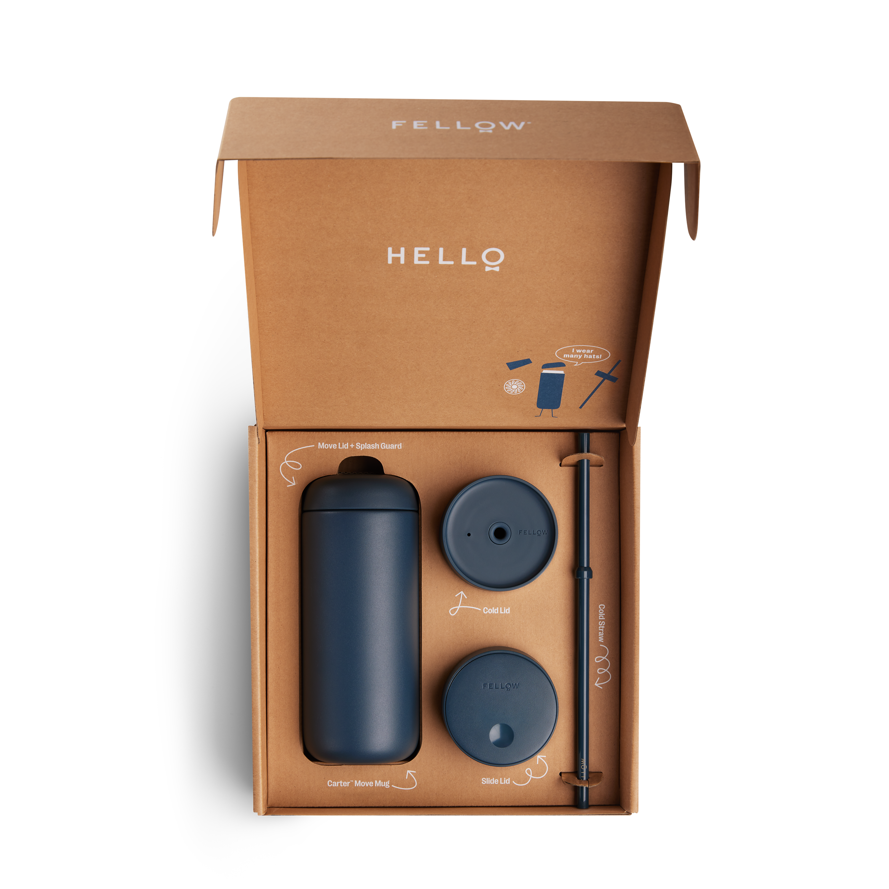 Fellow Carter 3-in-1 Sip System | Thermobecher-Set mit verschiedenen Deckeln