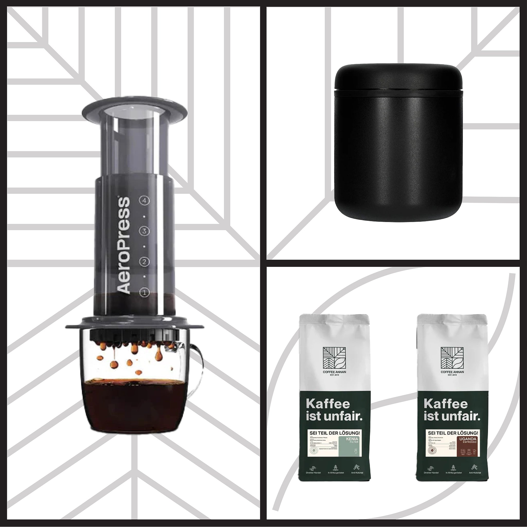 Fellow Atmos Canister 700ml Matte-Schwarz, Aeropress und Probierpaket (Small)